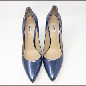 Guess blue metallic effect heels